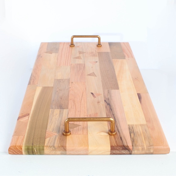 Patchwork Charcuterie Cheese Board Serving Decorative Tray Handcrafted 20X10 - Picture 2 of 7